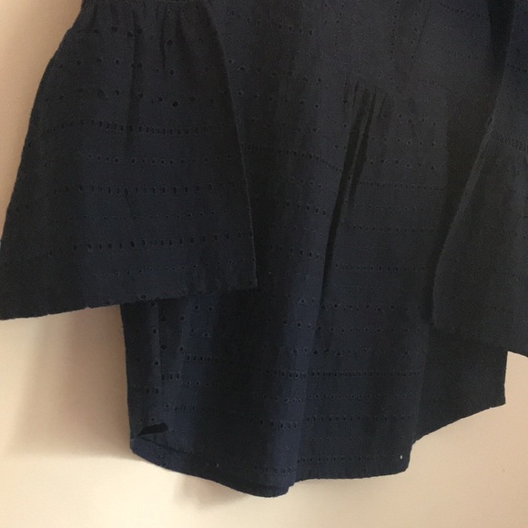 Izod Navy Balloon Flare Sleeve Blouse Size M - Picture 6 of 15